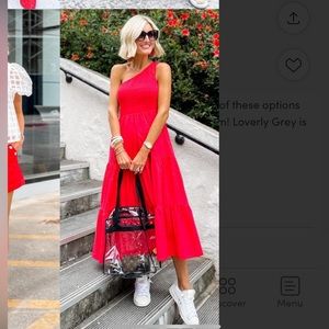 Red one shoulder dress